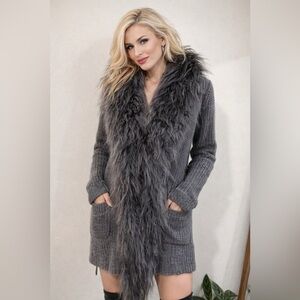 Mongolian lamb grey cardigan